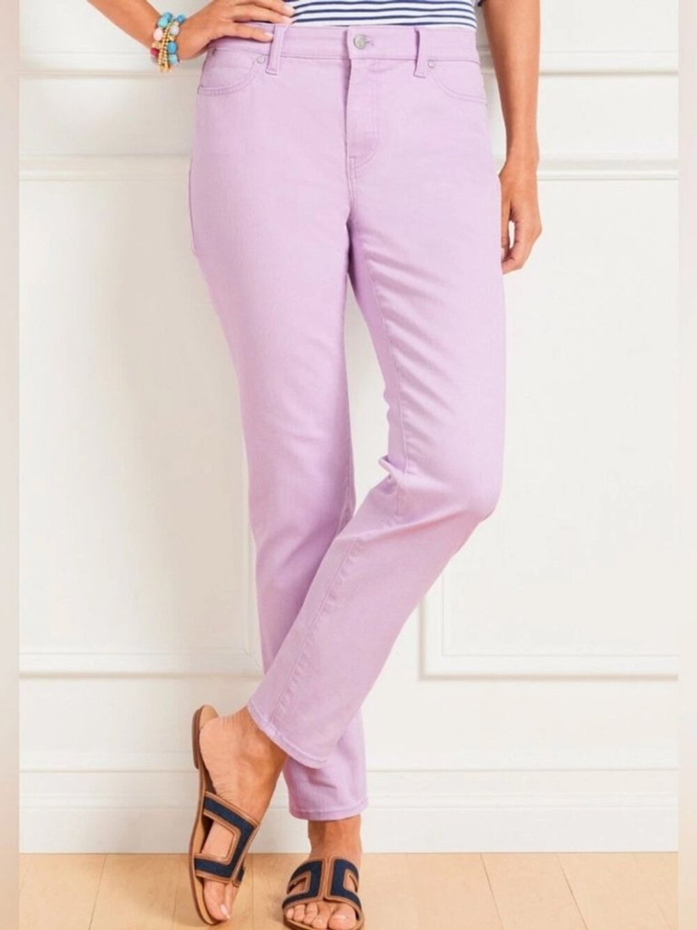 Talbots Lilac Bloom Lavender Slim Ankle Jeans Pigment Dye Size 2 Skinny New
